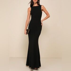 Lulu’s Love In Your Eyes Black Knotted Mermaid Maxi Dress